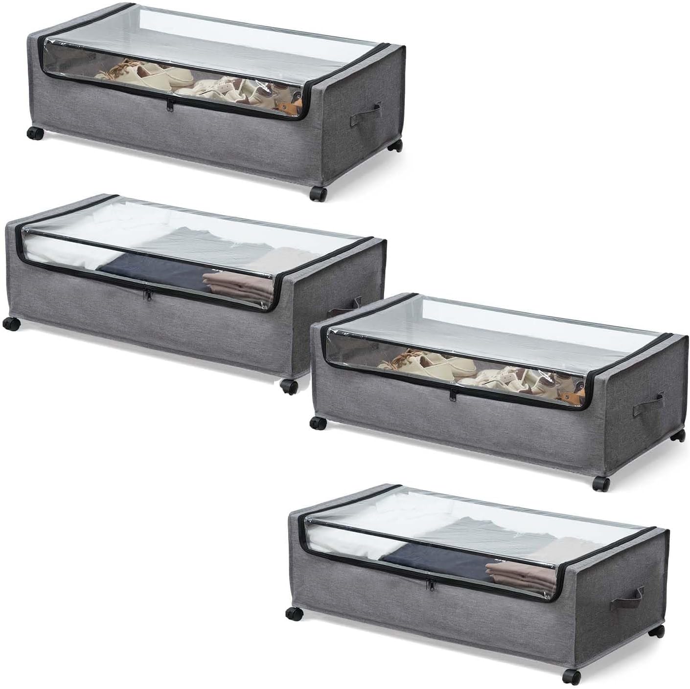 Under Bed Storage with Wheels, Under The Bed Storage Drawers On Wheels, Rolling Underbed Drawers, Lockable, Heavy Duty, XXXXL Size 90L