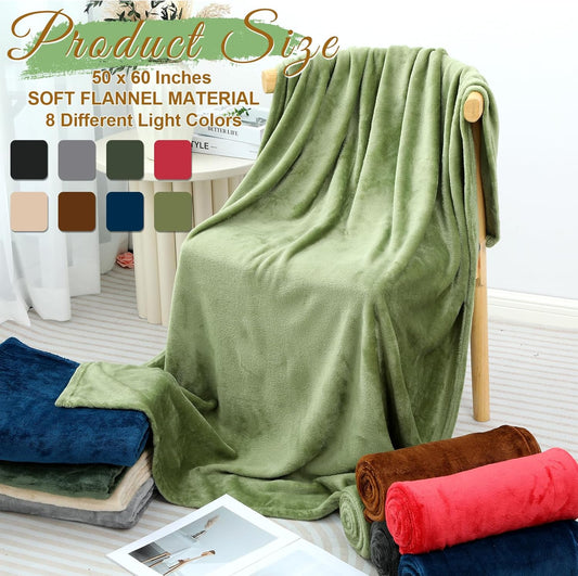 8 Pcs Flannel Fleece Throw Blanket Bulk 50 x 60 in Soft Fleece Throw Blankets Coral Bed Sofa Bulk Color Winter Warm Pet Blanket for Home Office Wedding Season Gift Homeless Donation (Dark Colors)