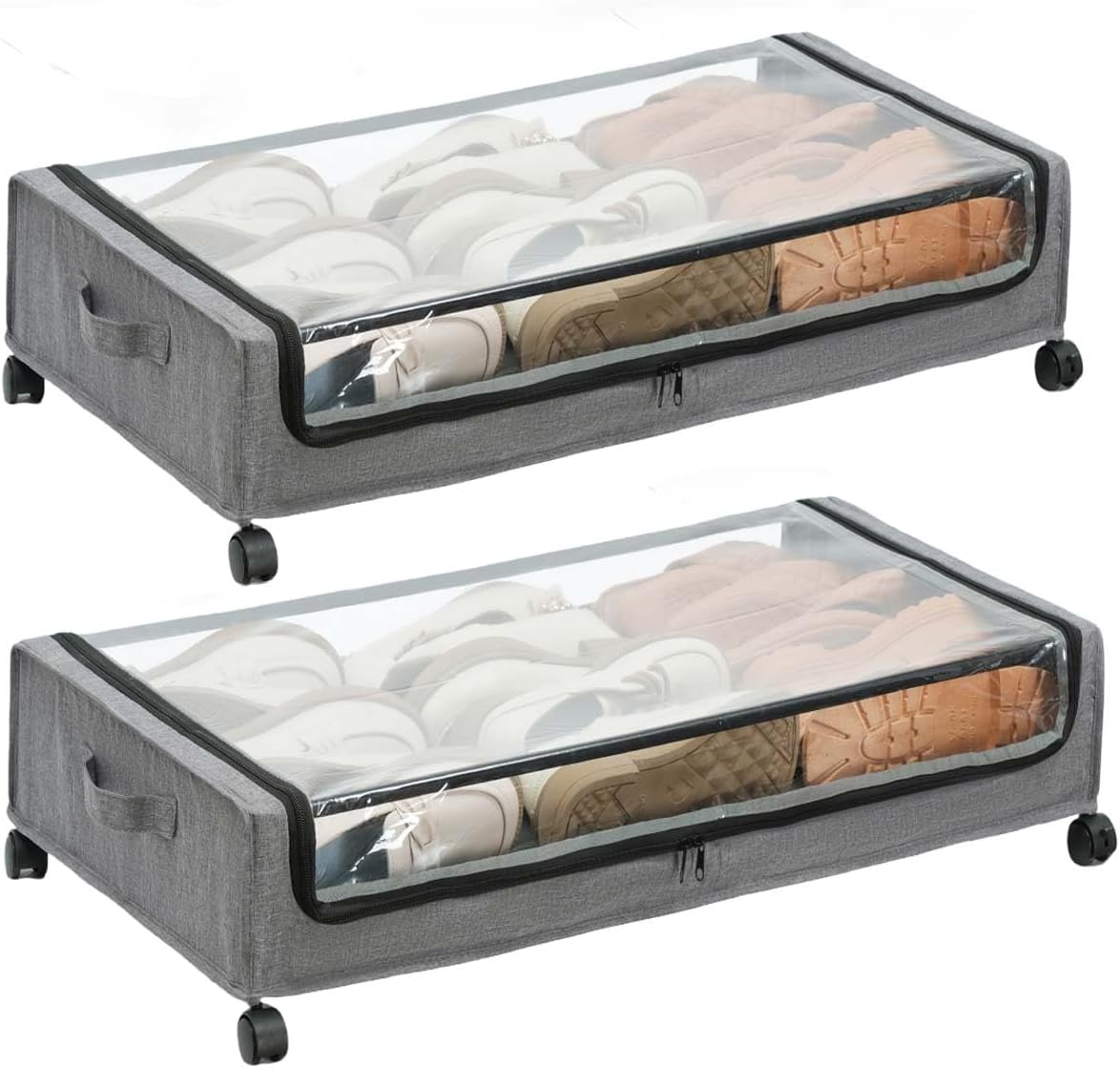 Under Bed Storage with Wheels, Under The Bed Storage Drawers On Wheels, Rolling Underbed Drawers, Lockable, Heavy Duty, XXXXL Size 90L