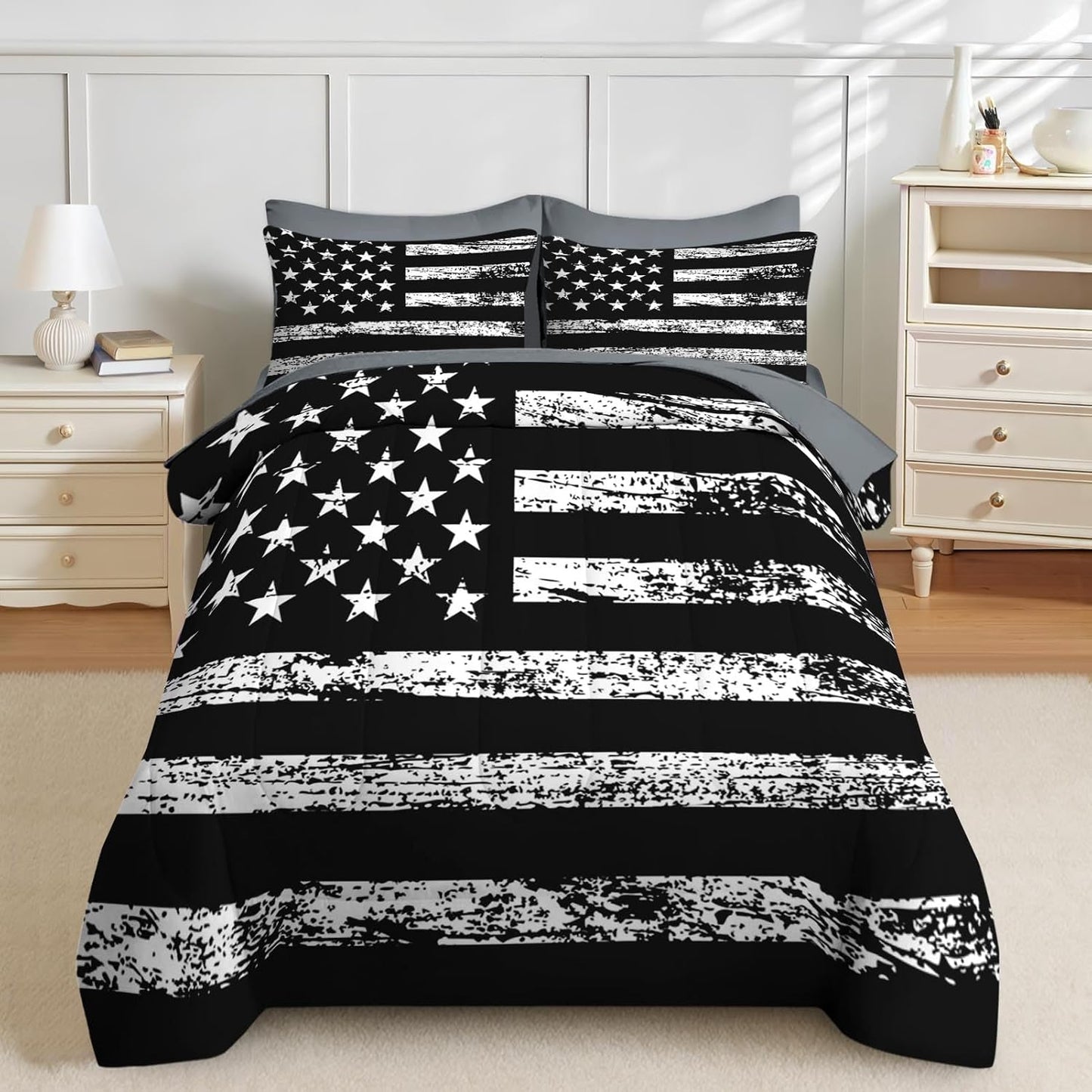 Nesker 7 Pcs Comforter Set Queen Size, Leopard Print Wild Animal Bedding Set for Kids and Adults, Black Grey African Cheetah Wildlife Sheets Bed Sheet Sets with Fitted Sheet 2 Pillowcases & 2 Shams