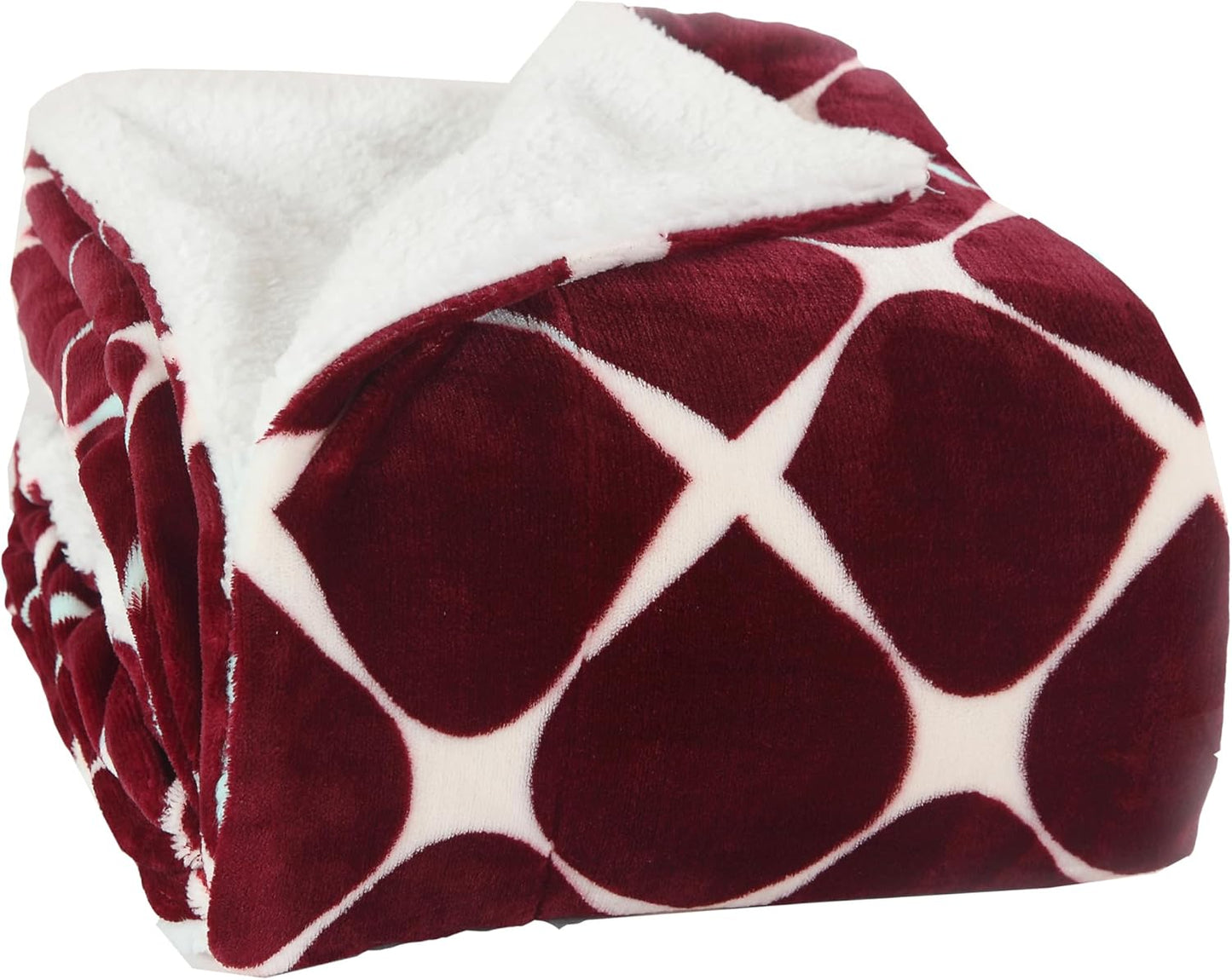 Elegant Comfort Ultra Soft Reversible Flannel Sherpa Blanket - Cozy Silky Fleece Throw for Couch, Bed - Plush Fuzzy Warm Winter Blanket for Gift, King, Coral