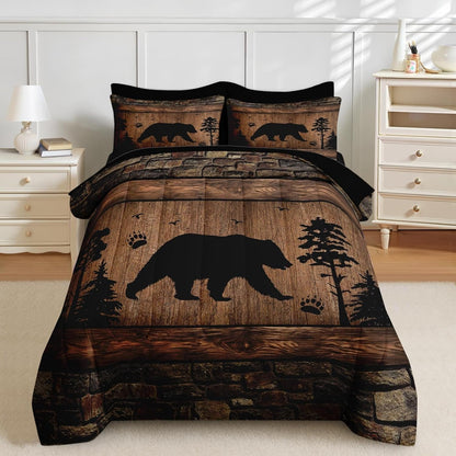 Nesker 7 Pcs Comforter Set Queen Size, Leopard Print Wild Animal Bedding Set for Kids and Adults, Black Grey African Cheetah Wildlife Sheets Bed Sheet Sets with Fitted Sheet 2 Pillowcases & 2 Shams