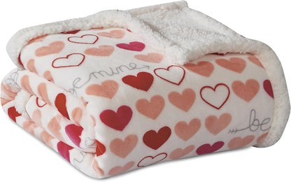 Elegant Comfort Ultra Soft Reversible Flannel Sherpa Blanket - Cozy Silky Fleece Throw for Couch, Bed - Plush Fuzzy Warm Winter Blanket for Gift, King, Coral