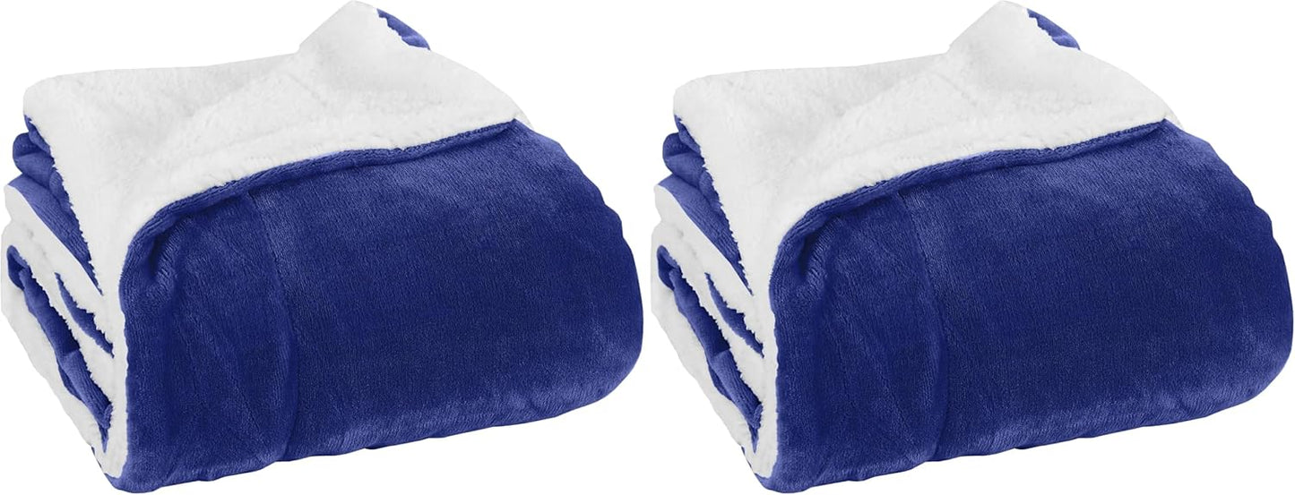 Elegant Comfort Ultra Soft Reversible Flannel Sherpa Blanket - Cozy Silky Fleece Throw for Couch, Bed - Plush Fuzzy Warm Winter Blanket for Gift, King, Coral