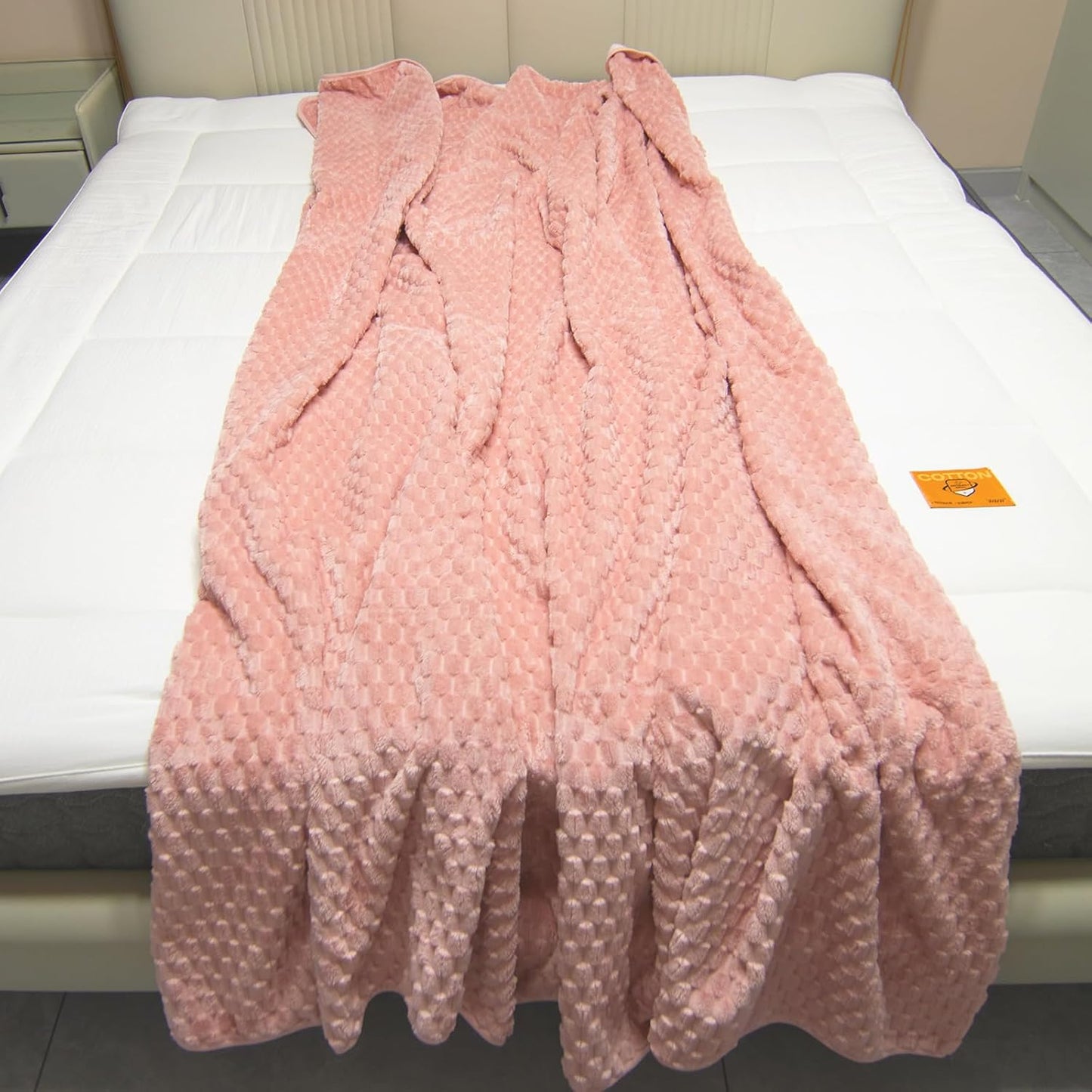 Water Resistant Blanket for Bed Couch Sofa, 60"x80" Reversible & Washable Microfiber Blanket, Queen Size Waterproof Throw, Pet Friendly & Leakproof (Peachy Pink/Peach Cream)