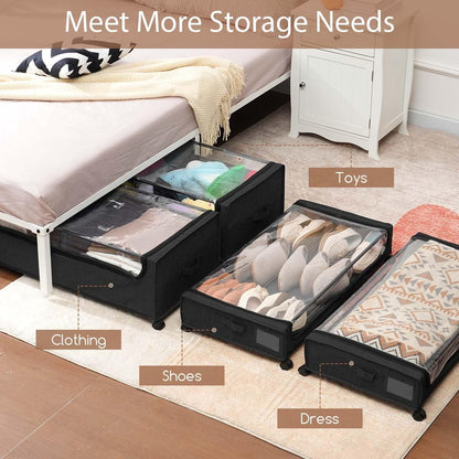 Under Bed Storage with Wheels, Under The Bed Storage Drawers On Wheels, Rolling Underbed Drawers, Lockable, Heavy Duty, XXXXL Size 90L
