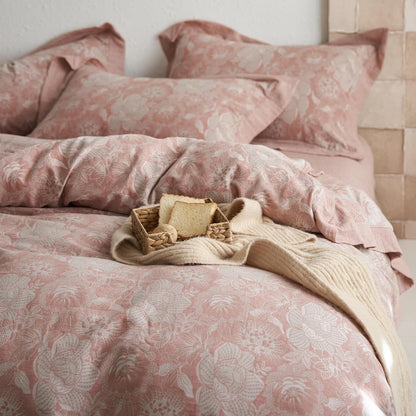 VM VOUGEMARKET Purple Green Duvet Cover Queen,3 Pieces Retro Boho Medallion Jacquard Flower Bedding Set,Linen Cotton Yarn-Dyed Textured Duvet Cover with Zipper Closure