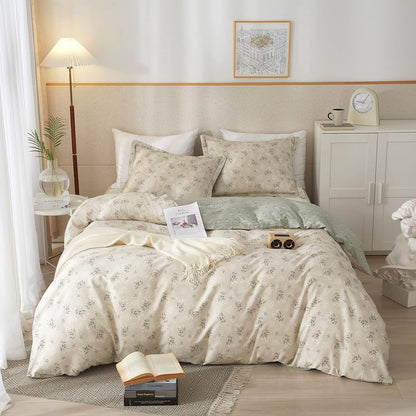 VM VOUGEMARKET Purple Green Duvet Cover Queen,3 Pieces Retro Boho Medallion Jacquard Flower Bedding Set,Linen Cotton Yarn-Dyed Textured Duvet Cover with Zipper Closure