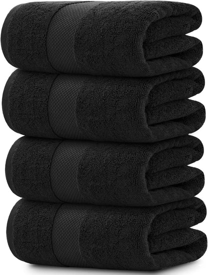 White Classic Luxury Bath Towels Set of 4 Large - 700 GSM Turkish Cotton Ultra Soft Bath Towels 27x54 | Highly Absorbent and Quick Dry | Hotel Towels for Bathroom Luxury, Plush Shower Towels, White