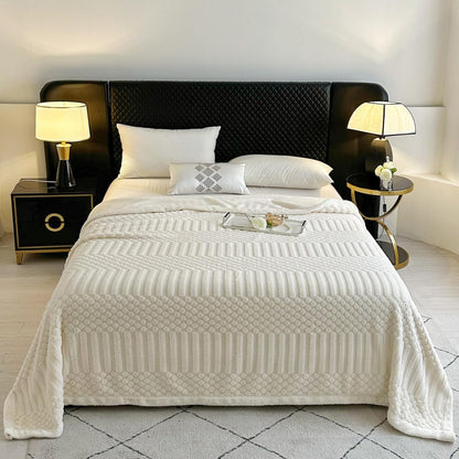 UKELER Sherpa Fleece Blanket 60 × 80 inch, Ultra Soft Twin Size Throw Blanket for All Season, Cozy Plush Floral Throw Blanket for Bed Couch Sofa Office Camping, Off-White