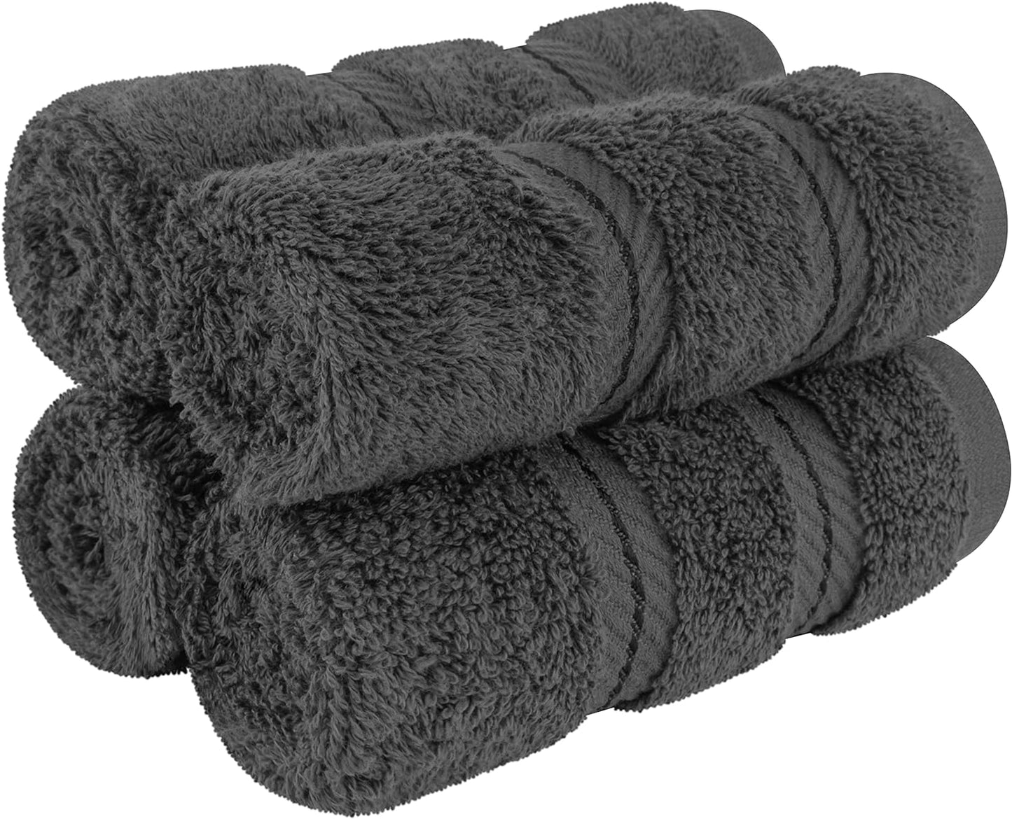 American Soft Linen Luxury 6 Piece Towel Set, 2 Bath Towels 2 Hand Towel 2 Washcloths, 600 GSM 100% Cotton Turkish Towels for Bathroom, Black Towel Sets