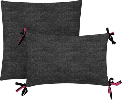 Juicy Couture Cabana Stripe Reversible Bedding Set - Queen/Full Size - Black and Hot Pink Stripe Print – 6 Piece Set – Includes 1 90" x 90" Comforter, 3 Decorative Pillows, 2 Shams