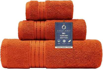 COZYART Burnt Orange Bath Towel Set for Bathroom Turkish Cotton Thick Soft Absorbent Durable 650 GSM Towel Sets of 6, 2 Large Bath Towels, 2 Hand Towels, 2 Washclothes