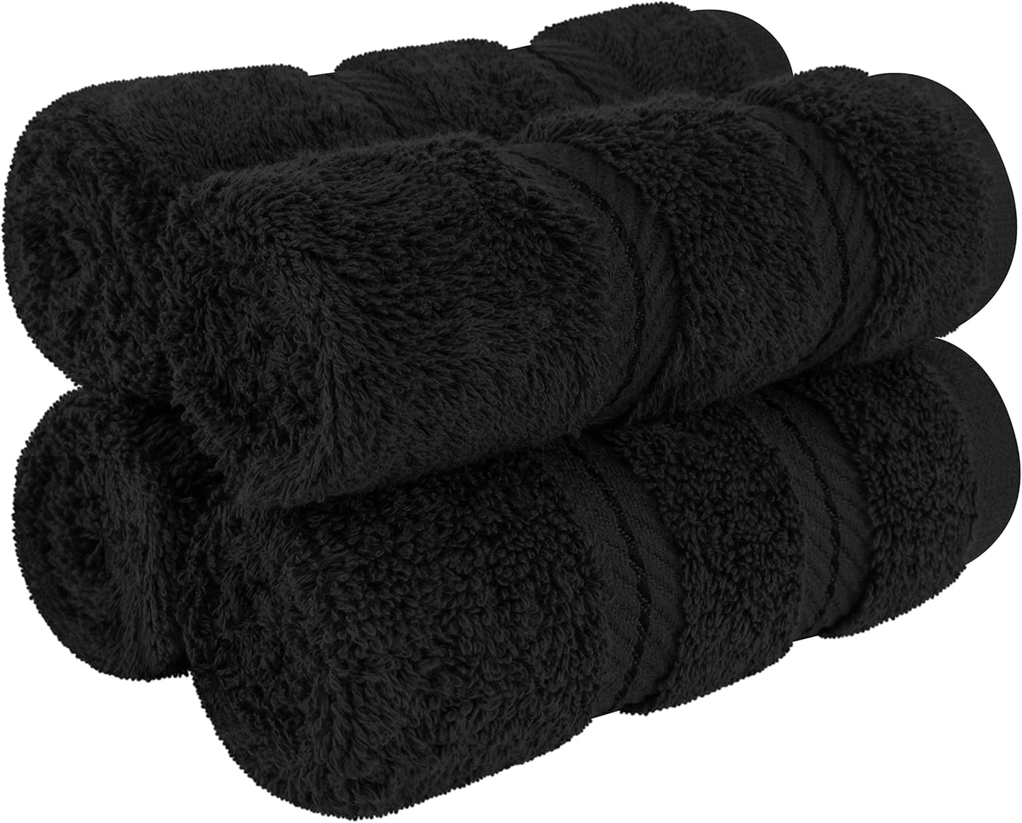 American Soft Linen Luxury 6 Piece Towel Set, 2 Bath Towels 2 Hand Towel 2 Washcloths, 600 GSM 100% Cotton Turkish Towels for Bathroom, Black Towel Sets