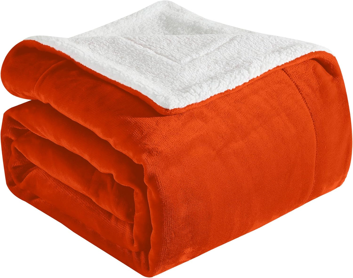 Elegant Comfort Ultra Soft Reversible Flannel Sherpa Blanket - Cozy Silky Fleece Throw for Couch, Bed - Plush Fuzzy Warm Winter Blanket for Gift, King, Coral