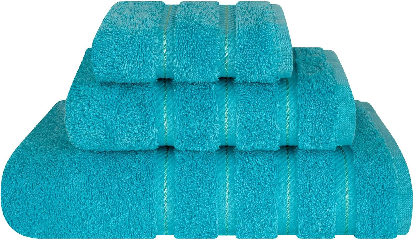 American Soft Linen Luxury 6 Piece Towel Set, 2 Bath Towels 2 Hand Towel 2 Washcloths, 600 GSM 100% Cotton Turkish Towels for Bathroom, Black Towel Sets