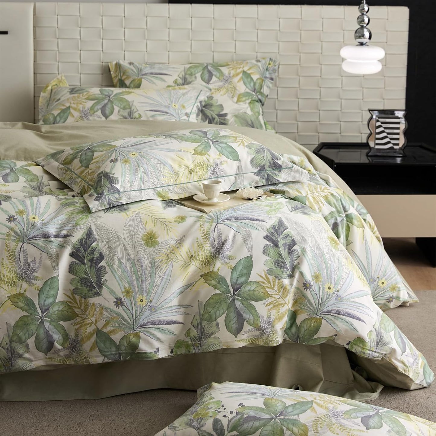 VM VOUGEMARKET Purple Green Duvet Cover Queen,3 Pieces Retro Boho Medallion Jacquard Flower Bedding Set,Linen Cotton Yarn-Dyed Textured Duvet Cover with Zipper Closure