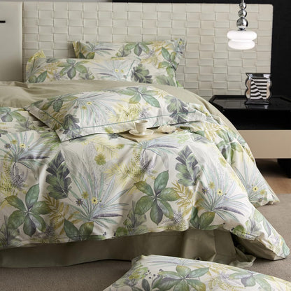 VM VOUGEMARKET Purple Green Duvet Cover Queen,3 Pieces Retro Boho Medallion Jacquard Flower Bedding Set,Linen Cotton Yarn-Dyed Textured Duvet Cover with Zipper Closure