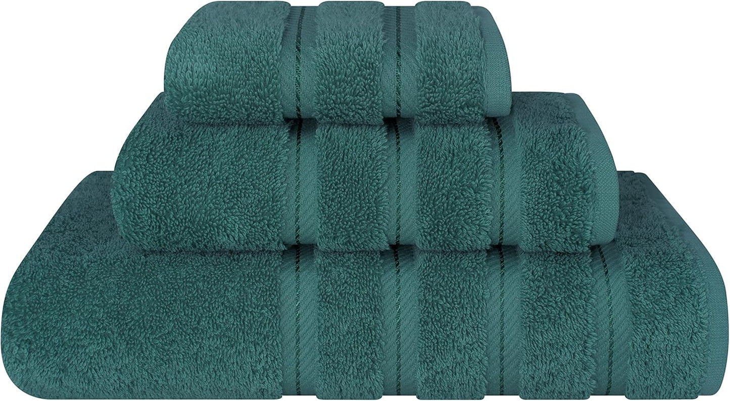 American Soft Linen Luxury 6 Piece Towel Set, 2 Bath Towels 2 Hand Towel 2 Washcloths, 600 GSM 100% Cotton Turkish Towels for Bathroom, Black Towel Sets