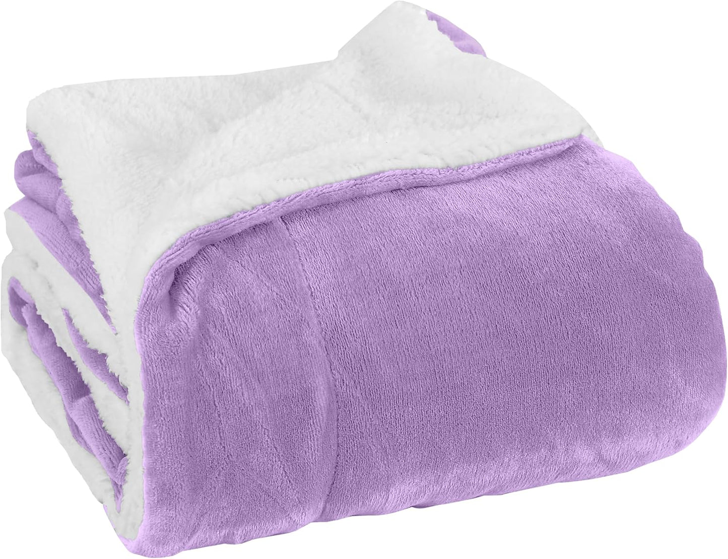 Elegant Comfort Ultra Soft Reversible Flannel Sherpa Blanket - Cozy Silky Fleece Throw for Couch, Bed - Plush Fuzzy Warm Winter Blanket for Gift, King, Coral