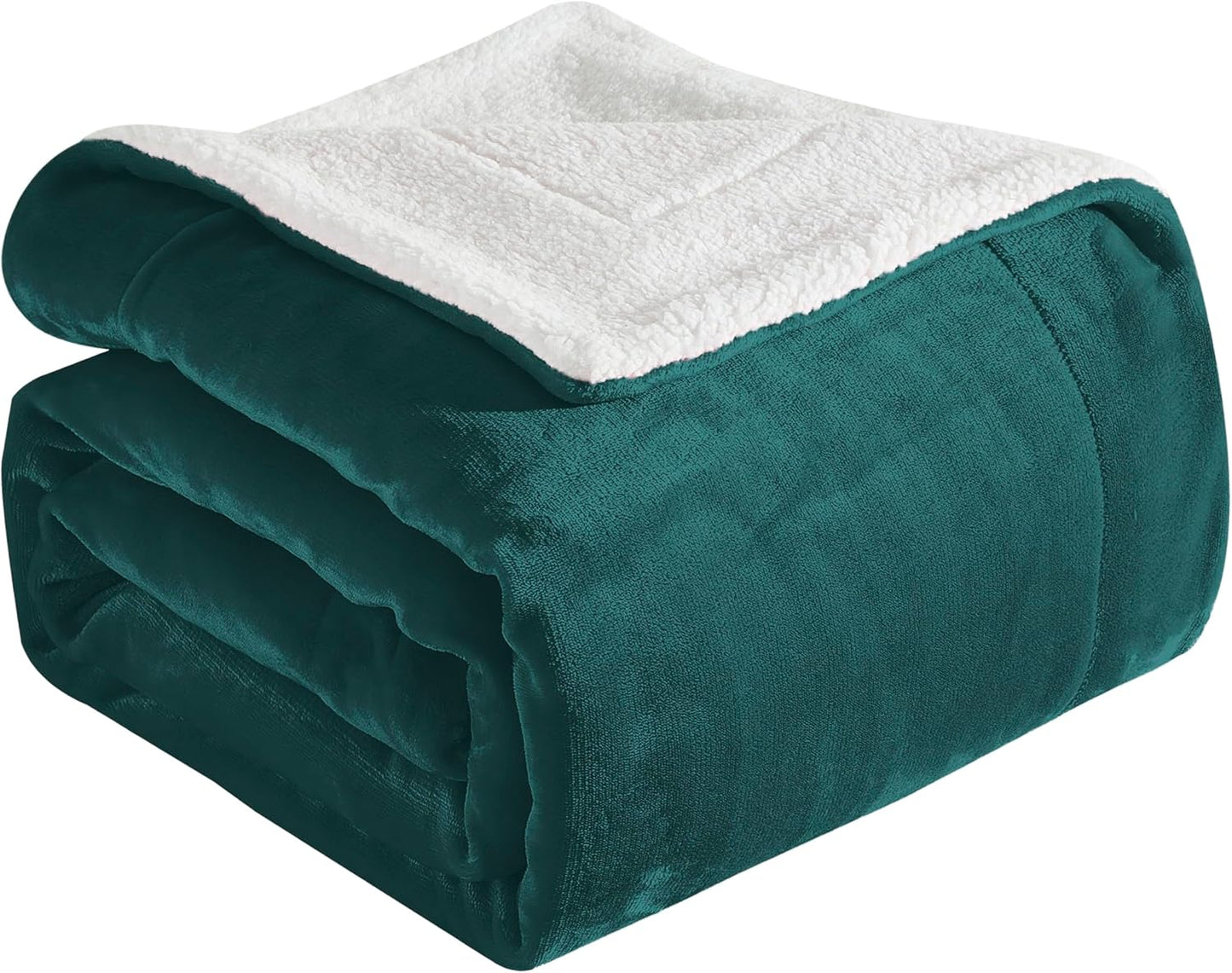 Elegant Comfort Ultra Soft Reversible Flannel Sherpa Blanket - Cozy Silky Fleece Throw for Couch, Bed - Plush Fuzzy Warm Winter Blanket for Gift, King, Coral