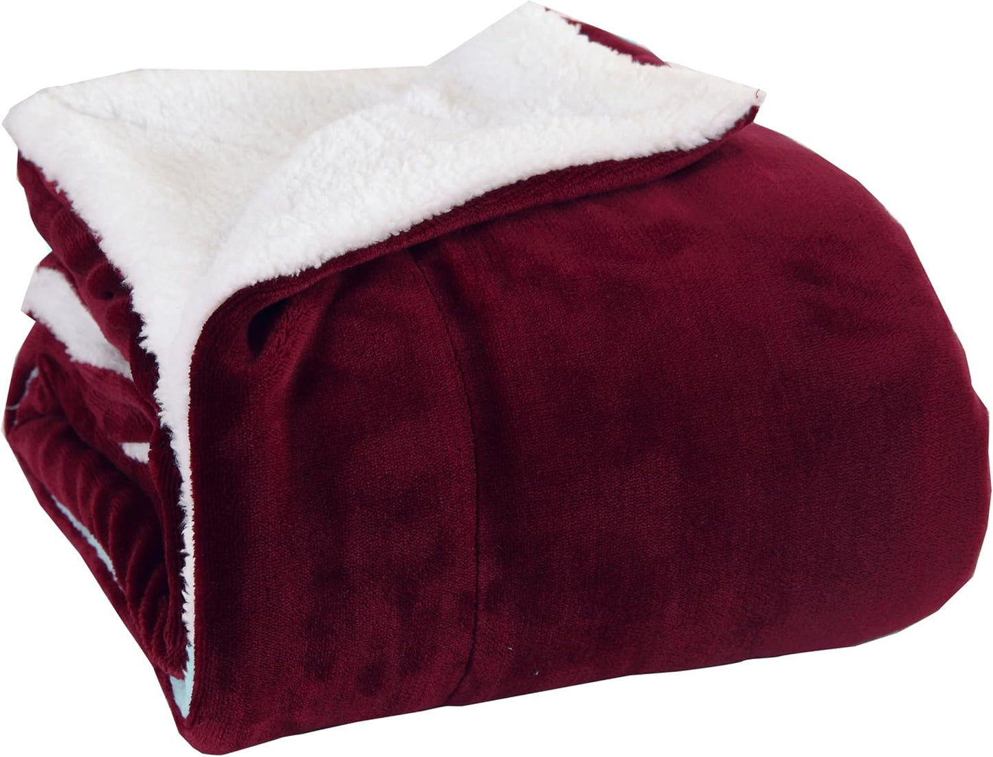 Elegant Comfort Ultra Soft Reversible Flannel Sherpa Blanket - Cozy Silky Fleece Throw for Couch, Bed - Plush Fuzzy Warm Winter Blanket for Gift, King, Coral