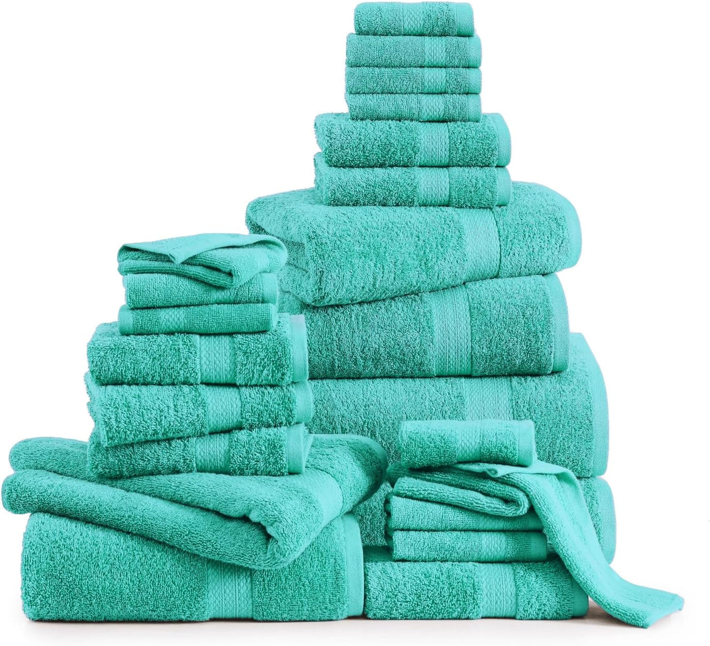 LANE LINEN 100% Cotton Bath Towels Set - 24 PCs - Durable, Quick Dry, Super Soft & Highly Absorbent - 4 Bath, 4 Fingertip, 6 Hand Towels, 8 Washcloths, 2 Bath Sheets - Perfect Family Set - Cool Grey