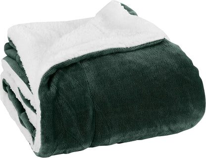 Elegant Comfort Ultra Soft Reversible Flannel Sherpa Blanket - Cozy Silky Fleece Throw for Couch, Bed - Plush Fuzzy Warm Winter Blanket for Gift, King, Coral