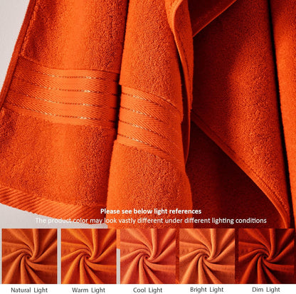 COZYART Burnt Orange Bath Towel Set for Bathroom Turkish Cotton Thick Soft Absorbent Durable 650 GSM Towel Sets of 6, 2 Large Bath Towels, 2 Hand Towels, 2 Washclothes