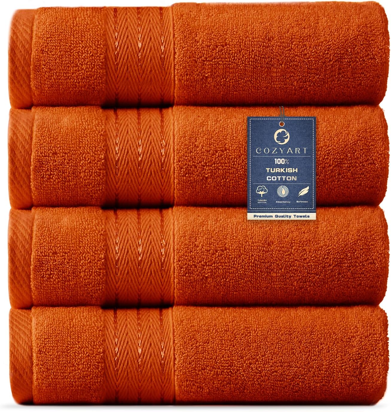 COZYART Burnt Orange Bath Towel Set for Bathroom Turkish Cotton Thick Soft Absorbent Durable 650 GSM Towel Sets of 6, 2 Large Bath Towels, 2 Hand Towels, 2 Washclothes