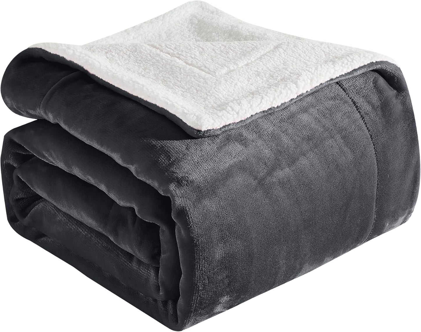 Elegant Comfort Ultra Soft Reversible Flannel Sherpa Blanket - Cozy Silky Fleece Throw for Couch, Bed - Plush Fuzzy Warm Winter Blanket for Gift, King, Coral