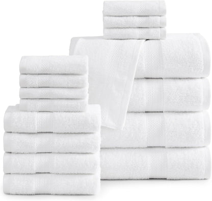 LANE LINEN 100% Cotton Luxury Bathroom Towel Set - 16 Pcs - Ring Spun, Quick Dry, Super Soft & Highly Absorbent - 4 Bath, 8 Washcloths, 4 Hand Towels - Pre Shrunk, Can be Used in Salon - Space Grey