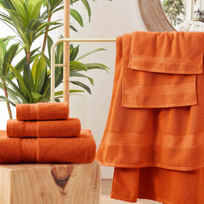 COZYART Burnt Orange Bath Towel Set for Bathroom Turkish Cotton Thick Soft Absorbent Durable 650 GSM Towel Sets of 6, 2 Large Bath Towels, 2 Hand Towels, 2 Washclothes