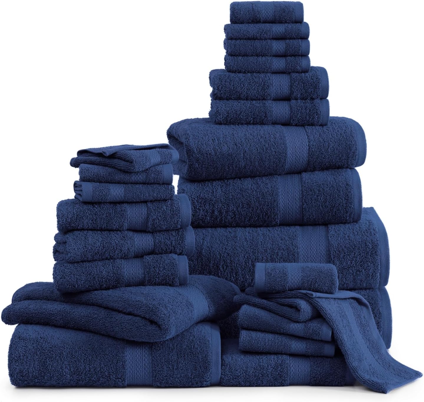 LANE LINEN 100% Cotton Bath Towels Set - 24 PCs - Durable, Quick Dry, Super Soft & Highly Absorbent - 4 Bath, 4 Fingertip, 6 Hand Towels, 8 Washcloths, 2 Bath Sheets - Perfect Family Set - Cool Grey