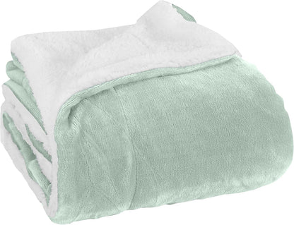 Elegant Comfort Ultra Soft Reversible Flannel Sherpa Blanket - Cozy Silky Fleece Throw for Couch, Bed - Plush Fuzzy Warm Winter Blanket for Gift, King, Coral