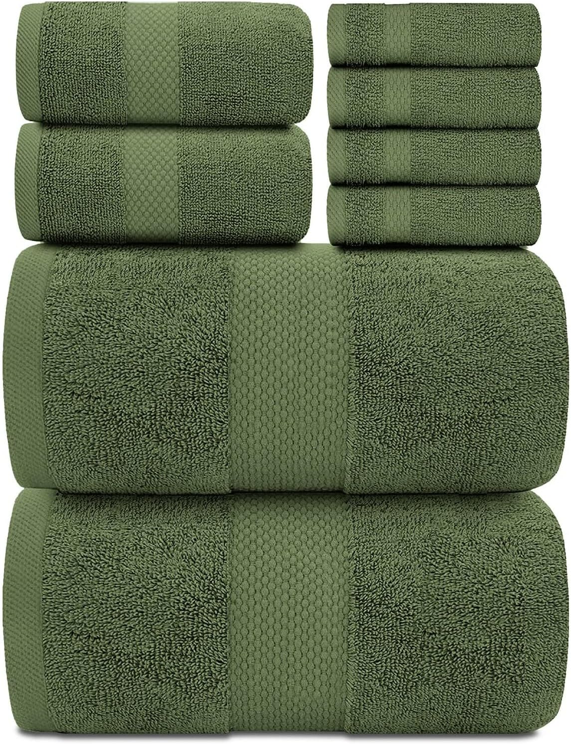 Luxury White Bath Towel Set of 8 Pieces - 100% Turkish Cotton 700 GSM Highly Absorbent Towels for Bathroom, 2 Bath Towels, 2 Hand Towels, 4 Washcloths