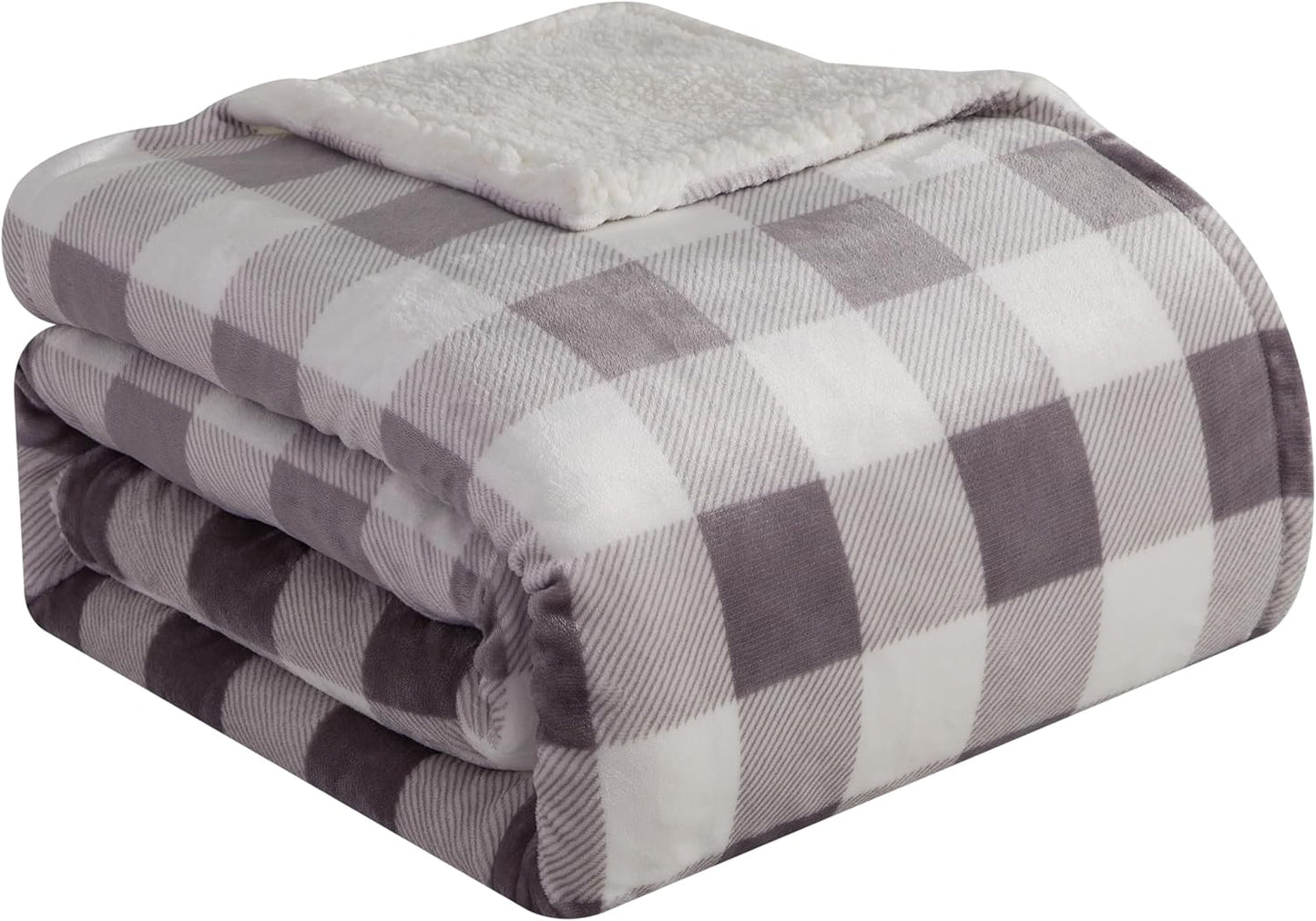 Elegant Comfort Ultra Soft Reversible Flannel Sherpa Blanket - Cozy Silky Fleece Throw for Couch, Bed - Plush Fuzzy Warm Winter Blanket for Gift, King, Coral