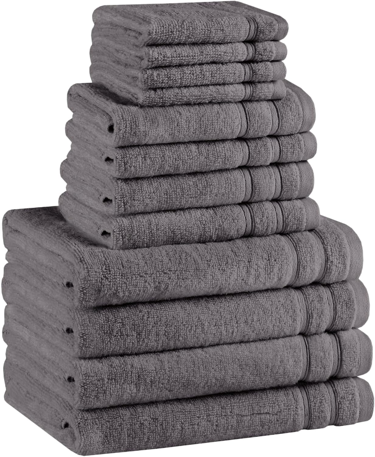 Comfort Spaces Luxury Bath Towel Set - 12 piece Set, Quick Dry, 4 Hand Towels, 4 Washcloths, 4 Large Bath Towels, 100% Cotton, Zero Twist, Soft, Lightweight, Dark Grey