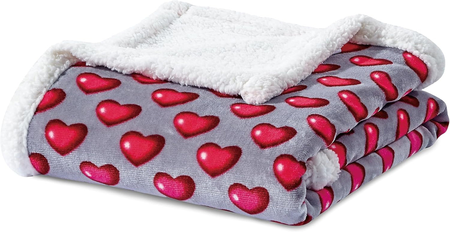 Elegant Comfort Ultra Soft Reversible Flannel Sherpa Blanket - Cozy Silky Fleece Throw for Couch, Bed - Plush Fuzzy Warm Winter Blanket for Gift, King, Coral