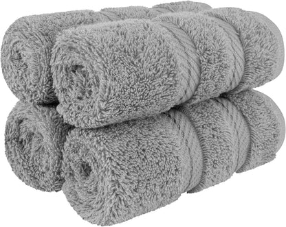 American Soft Linen Luxury 6 Piece Towel Set, 2 Bath Towels 2 Hand Towel 2 Washcloths, 600 GSM 100% Cotton Turkish Towels for Bathroom, Black Towel Sets