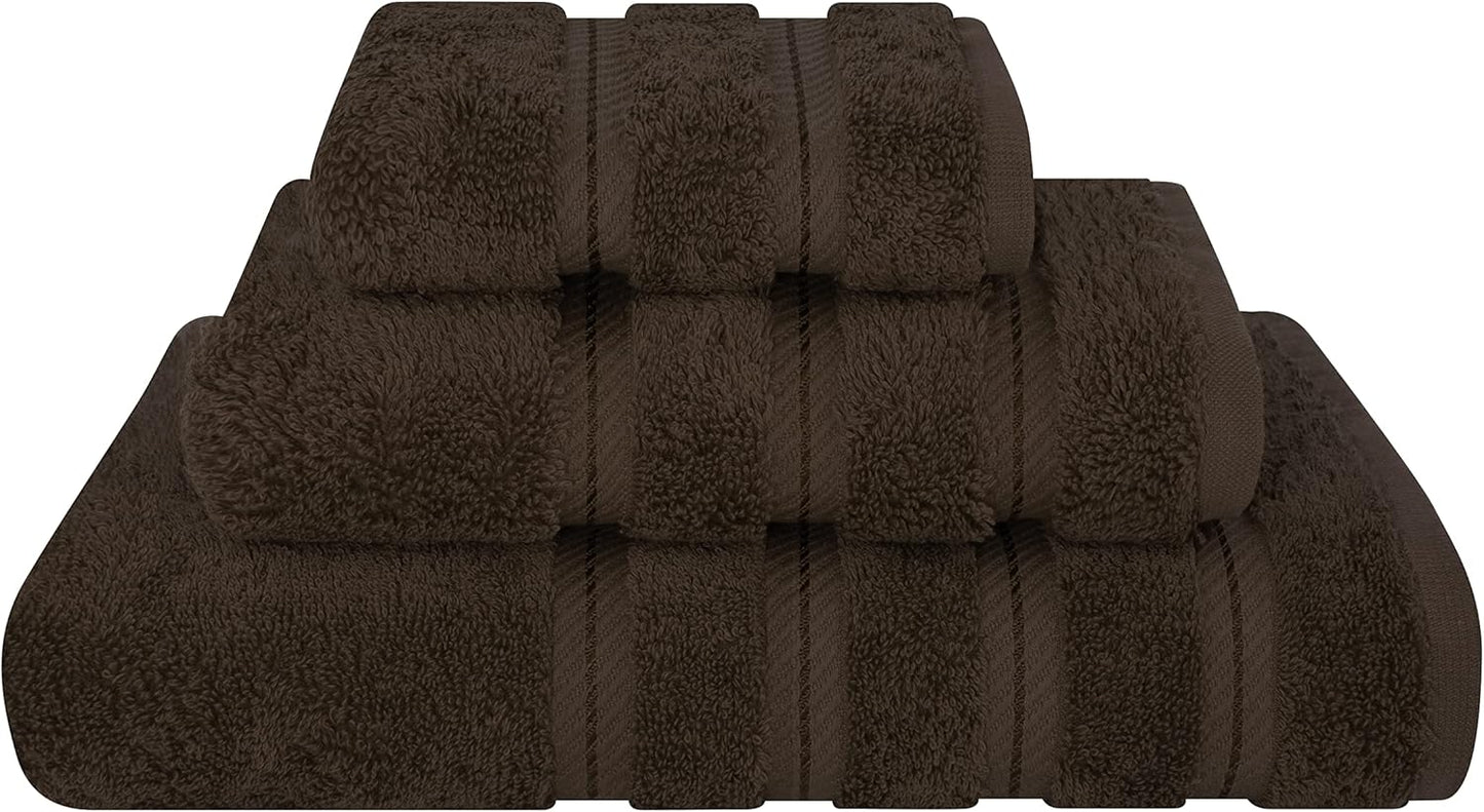 American Soft Linen Luxury 6 Piece Towel Set, 2 Bath Towels 2 Hand Towel 2 Washcloths, 600 GSM 100% Cotton Turkish Towels for Bathroom, Black Towel Sets