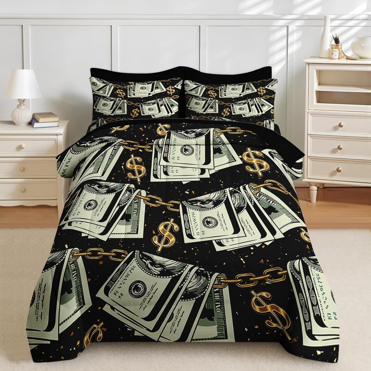 Nesker 7 Pcs Comforter Set Queen Size, Leopard Print Wild Animal Bedding Set for Kids and Adults, Black Grey African Cheetah Wildlife Sheets Bed Sheet Sets with Fitted Sheet 2 Pillowcases & 2 Shams