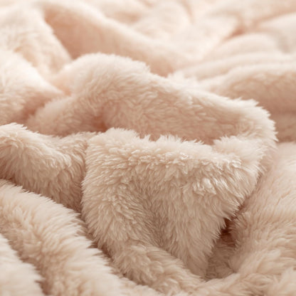 UKELER Sherpa Fleece Blanket 60 × 80 inch, Ultra Soft Twin Size Throw Blanket for All Season, Cozy Plush Floral Throw Blanket for Bed Couch Sofa Office Camping, Off-White