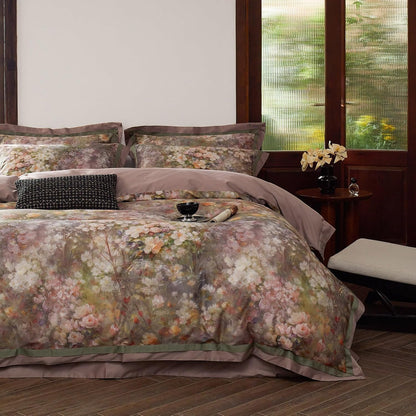 VM VOUGEMARKET Purple Green Duvet Cover Queen,3 Pieces Retro Boho Medallion Jacquard Flower Bedding Set,Linen Cotton Yarn-Dyed Textured Duvet Cover with Zipper Closure