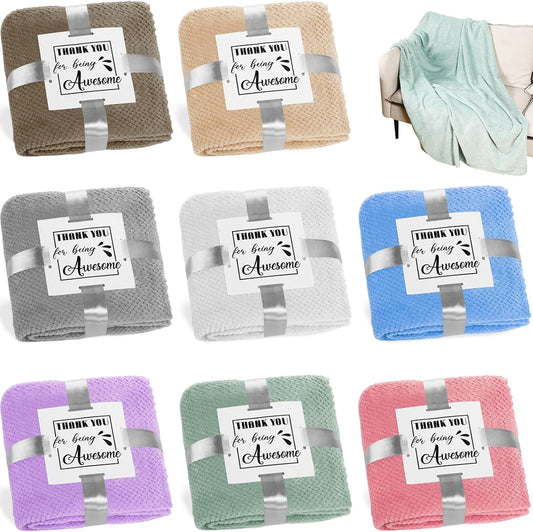 Buryeah 8 Pcs Fleece Throw Blanket Thank You Gift Inspirational Soft Coral Throw Blankets Decorative Fuzzy Lightweight Coral Blanket for Bed Couch Office Sofa Women Men, 39'' x 59'', 8 Colors