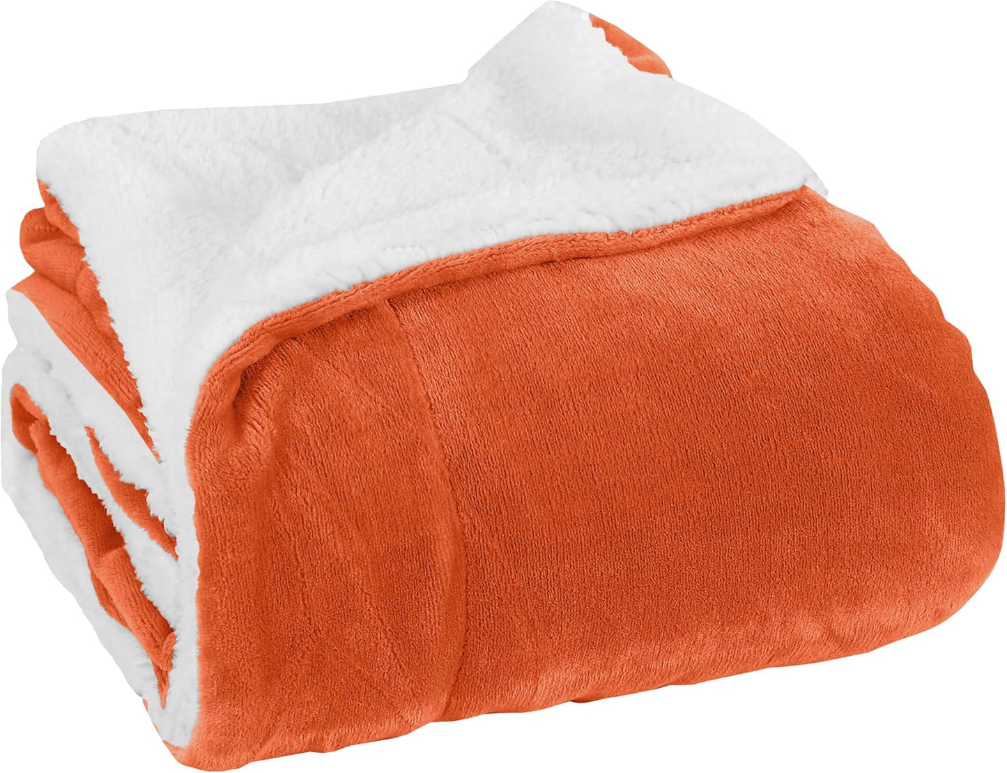 Elegant Comfort Ultra Soft Reversible Flannel Sherpa Blanket - Cozy Silky Fleece Throw for Couch, Bed - Plush Fuzzy Warm Winter Blanket for Gift, King, Coral