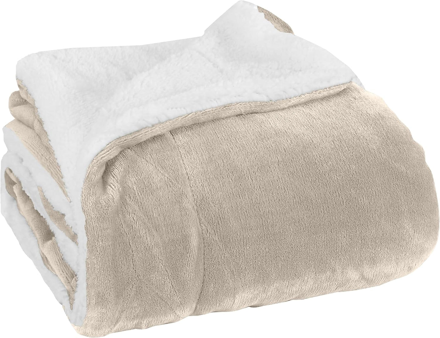 Elegant Comfort Ultra Soft Reversible Flannel Sherpa Blanket - Cozy Silky Fleece Throw for Couch, Bed - Plush Fuzzy Warm Winter Blanket for Gift, King, Coral