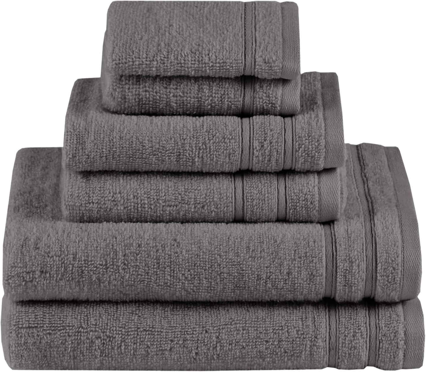 Comfort Spaces Luxury Bath Towel Set - 12 piece Set, Quick Dry, 4 Hand Towels, 4 Washcloths, 4 Large Bath Towels, 100% Cotton, Zero Twist, Soft, Lightweight, Dark Grey