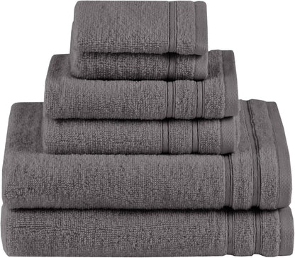 Comfort Spaces Luxury Bath Towel Set - 12 piece Set, Quick Dry, 4 Hand Towels, 4 Washcloths, 4 Large Bath Towels, 100% Cotton, Zero Twist, Soft, Lightweight, Dark Grey