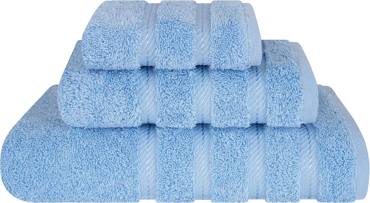 American Soft Linen Luxury 6 Piece Towel Set, 2 Bath Towels 2 Hand Towel 2 Washcloths, 600 GSM 100% Cotton Turkish Towels for Bathroom, Black Towel Sets